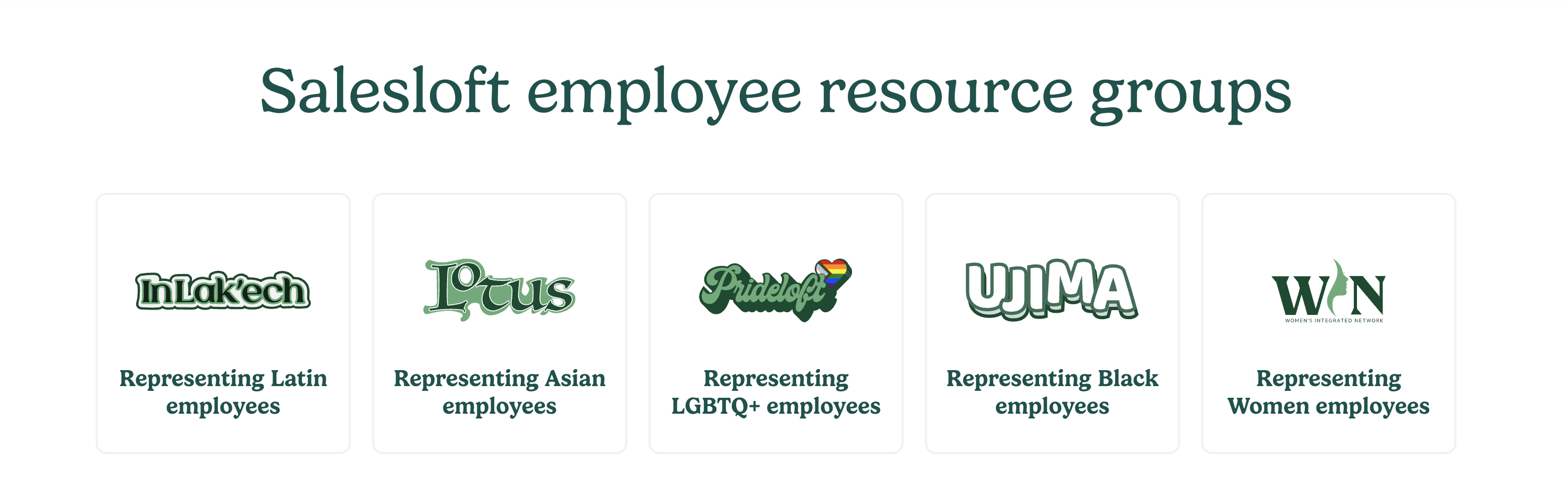 Salesloft has 5 employee resource groups representing Black, Latinx, AAPI, LGBTQ+, and women.
